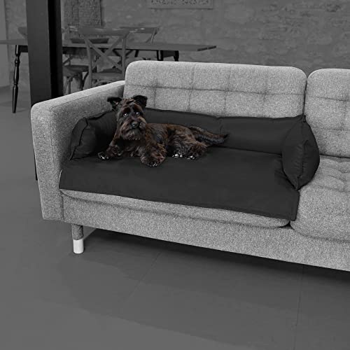 Happers Hundebett oder Katzenbett für Sofa Wasserdicht mit 3 Kissen. Farbe Schwarz und Größe XL von Happers
