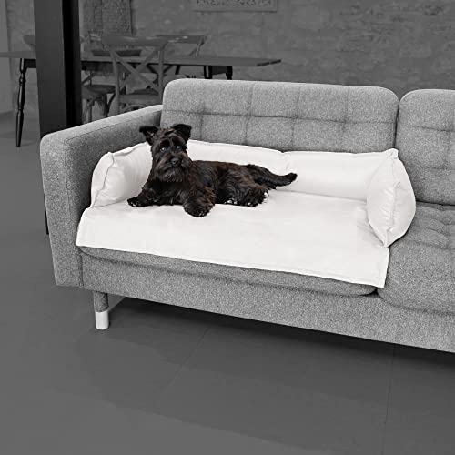 Happers Hundebett oder Katzenbett für Sofa Wasserdicht mit 3 Kissen. Farbe Weiß und Größe XL von Happers