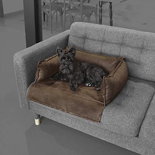 Happers Hundebett oder Katzenbett für Sofa Wasserdicht mit 3 Kissen. Lederfarben und Größe L von Happers