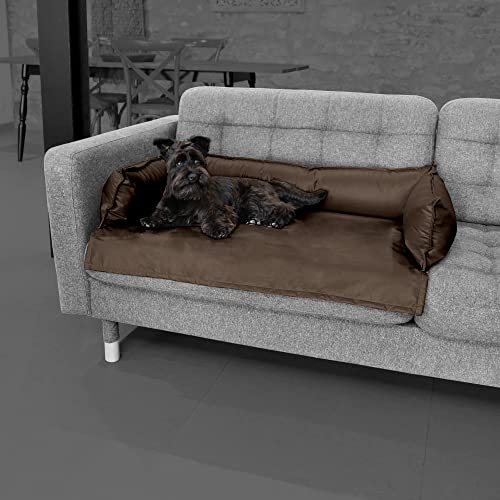 Happers Hundebett oder Katzenbett für Sofa Wasserdicht mit 3 Kissen. Lederfarben und Größe XL von Happers