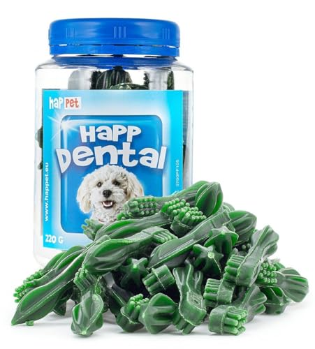 HAPPET® Dental Minzbürste 220g im Glas - zahnärztliche Köstlichkeiten für Hunde mit Minze - Erfrischen Atem, reduziert Zahnstein - natürliche Beißnassetiere für Hunde aller Rassen und Größen von Happet