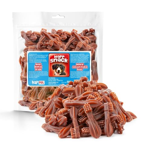 HAPPET® Dental Rinderbürste 500g - zahnärztliche Köstlichkeiten für Hunde mit Rindfleisch - Reduziert Zahnstein, unterstützt gesunde Zähne - leckere Beißringe für Hunde aller Rassen und Größen von Happet