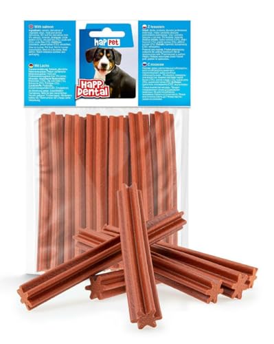 HAPPET® Dental mit Lachs für Hunde 120g - natürliche zahnmedizinische Leckerbissen - fördert die Mundhygiene, reduziert Zahnstein - gesunde, leckere Snack für Hunde aller Rassen von Happet
