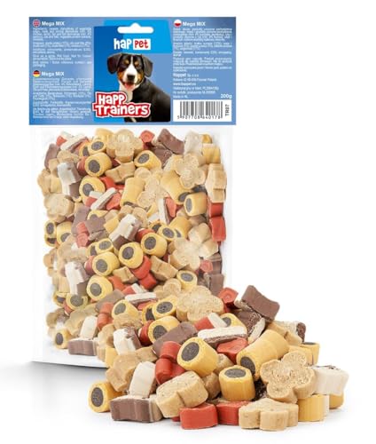 HAPPET® Hundesnacks Mega Mix 200g - Trainingstrainer mit Huhn, Lamm und Lachs, leicht verdauliche fettarme Snacks, ideal zum Lernen und Belohnen. von Happet