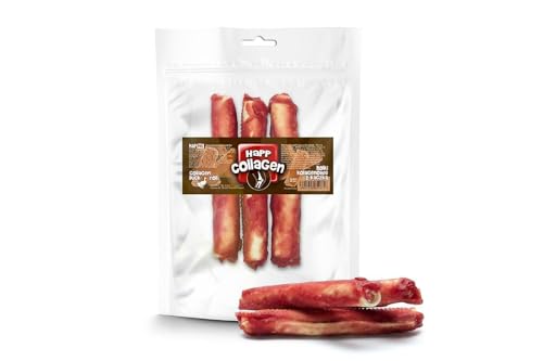 HAPPET® Kollagen Rollen mit Ente für Hunde - 3 Beißhölzer Natürliche Leckereien - Hoher Gehalt an Kollagen und Eiweiß - Unterstützt die Gesundheit von Gelenken, Leder und Fell - 100g von Happet
