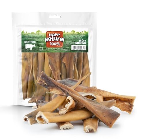 HAPPET® Natural Dog Chew - 100% getrocknetes Rindleder (Z-HN01PI) - Langanhaltender Hundebeißring - Einkomponentenprotein-Delikatesse - Unterstützt die Zahngesundheit - Ohne Zusatzstoffe - 200g von Happet