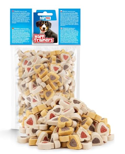 HAPPET® TRAINERS Herzen - Hundetrainer 200g, Getreide- und Fleischköstlichkeiten, leicht verdauliche Herztrainingsleckereien, für Welpen und erwachsene Hunde, Reis und Lamm von Happet