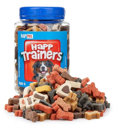 HAPPET® TRAINERS Mix 300g - Hundetrainer in verschiedenen Formen und Geschmacksrichtungen: Lamm, Rind, Huhn, Lachs und Wild. Leicht verdauliche Leckereien ideal zum Belohnen und Trainieren von Happet