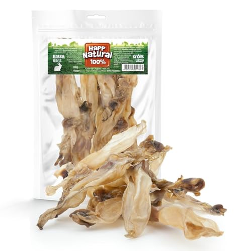 HAPPET 100% Natürliche Hasenohren für Hunde - Einkomponenten Protein Leckereien - Fettarm, leicht verdauliche Leckereien für Hunde - Ohne Zusatzstoffe und Konservierungsstoffe - Gesunder natürlicher von Happet