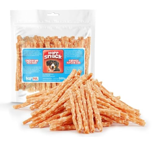 HAPPET Hähnchen-Kabanos mit 500g Reis - natürlicher Hundebeißring - Gesunder und leicht verdaulicher Trainingsnack, dental Leckerbissen zur Unterstützung von sauberen Zähnen und frischen Atem HAPPET Hähnchen-Kabanos mit 500g Reis - natürlicher Hundebeißring - Gesunder und leicht verdaulicher Trainingsnack, dental Leckerbissen zur Unterstützung von sauberen Zähnen und frischen Atem von Happet