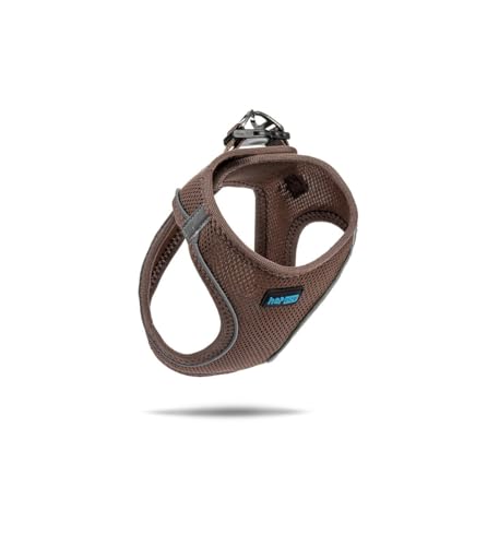 HAPPET Hosenträger Air Comfort 2XS Braun - Atmungsaktives weiches Netz, verstellbare und druckfreie Hosenträger für Hunde kleiner Rassen und Katzen, reflektierend für Sicherheit, Halsumfang 24-28 cm von Happet