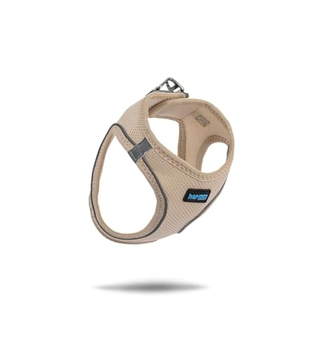 HAPPET Hosenträger Air Comfort 3XS Beige - Atmungsaktives weiches Netz, verstellbare und druckfreie Hosenträger für Hunde kleiner Rassen und Katzen, reflektierend für Sicherheit, Halsumfang 20-24 cm von Happet