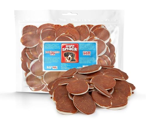 HAPPET Hundeente Chips 440 g - natürliche Rinder- und Entenfleisch Kreise - Gesunder Zahntrainer Beiß, proteinreiche Hundegenuss von Happet