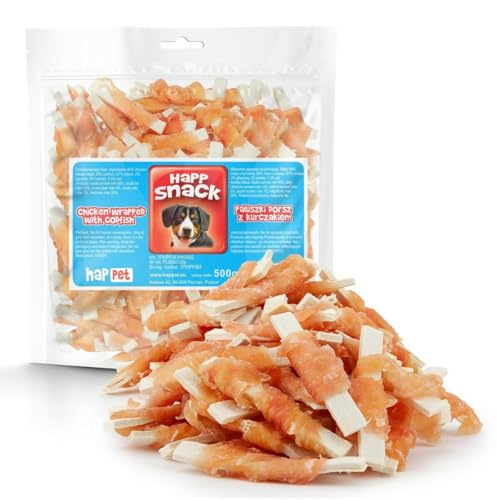 HAPPET Hundegnackerei - Dorschspitzen mit Hähnchen 500 g - natürliche Trainingsbeiße, protein- und fettarme Leckereien zur Unterstützung gesunder Zähne und Zahnfleisch HAPPET Hundegnackerei - Dorschspitzen mit Hähnchen 500 g - natürliche Trainingsbeiße, protein- und fettarme Leckereien zur Unterstützung gesunder Zähne und Zahnfleisch von Happet
