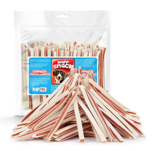 HAPPET Hundegröße - Hähnchen- Dorschsandwich 500g - natürlicher Trainingsbeiß, eiweiß- und fettarme Leckerei, gesunder Snack zur Unterstützung der Hygiene von Zähnen und Zahnfleisch bei Hunden HAPPET Hundegröße - Hähnchen- Dorschsandwich 500g - natürlicher Trainingsbeiß, eiweiß- und fettarme Leckerei, gesunder Snack zur Unterstützung der Hygiene von Zähnen und Zahnfleisch bei Hunden von Happet
