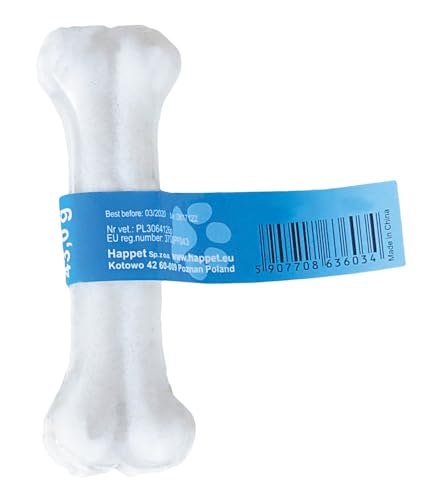 HAPPET Hundenknochen gepresst weiß 12,5 cm - 30 Stück - Natur-Beissetz aus Rindleder, geruchsfrei, 100% verdaulich - fördert die Hygiene von Zähnen und Zahnfleisch HAPPET Hundenknochen gepresst weiß 12,5 cm - 30 Stück - Natur-Beissetz aus Rindleder, geruchsfrei, 100% verdaulich - fördert die Hygiene von Zähnen und Zahnfleisch von Happet
