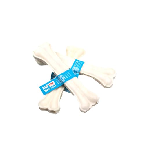 HAPPET Hundenknochen gepresst weiß 25cm - 3 Stück - natürliche Rinderbissetiere - hart, 100% verdaulich, Mundhygiene fördern und Stress abbauen HAPPET Hundenknochen gepresst weiß 25cm - 3 Stück - natürliche Rinderbissetiere - hart, 100% verdaulich, Mundhygiene fördern und Stress abbauen von Happet