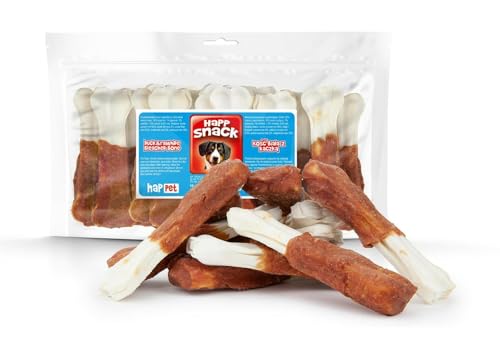 HAPPET Knochen weiß mit Hundeente 10 Stück - natürliche Rinder- und Entenfleisch - Gesunder Kaudental Snack, fördert die Mundhygiene von Happet