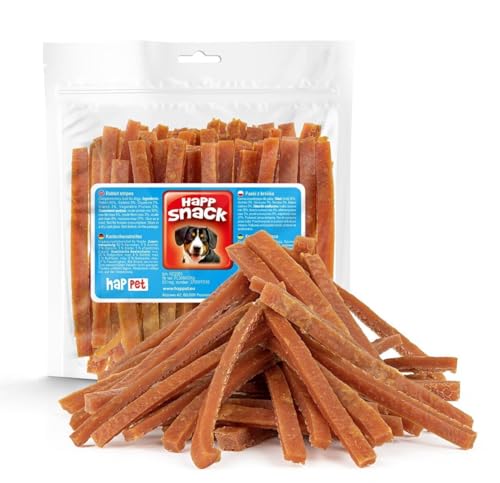 HAPPET Leckereien für Hunde - Fleisch Kaninchen Streifen - natürliche Hundesüßen reich an Eiweiß - gesunder Trainingspreis und leicht verdaulicher Beißring für Hunde aller Rassen von Happet