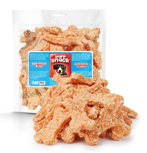 HAPPET Leckereien für Hunde - Weichknochen mit Huhn und Reis 500 g - natürliche Trainingsleckereien, proteinhaltiges, fettarmes Beißfett für große Hunde HAPPET Leckereien für Hunde - Weichknochen mit Huhn und Reis 500 g - natürliche Trainingsleckereien, proteinhaltiges, fettarmes Beißfett für große Hunde von Happet