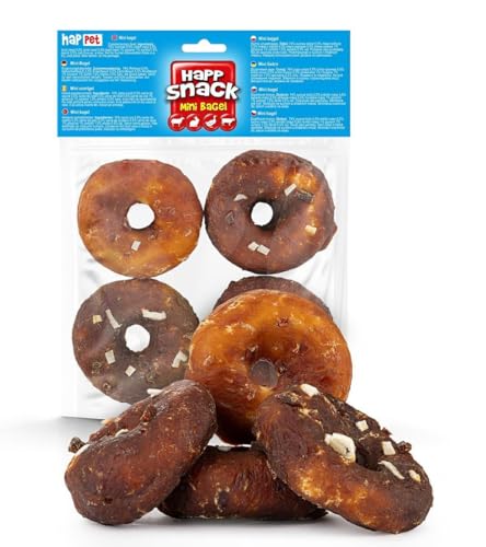HAPPET Mini Hunde-Bagel 4 Stück mit Ente, Kaninchen, Lamm und Rindfleisch - Natürlicher Zahnarztsnack, fettarmer Beißholz, gesunde Zähne, ideal für Hunde jeder Rasse HAPPET Mini Hunde-Bagel 4 Stück mit Ente, Kaninchen, Lamm und Rindfleisch - Natürlicher Zahnarztsnack, fettarmer Beißholz, gesunde Zähne, ideal für Hunde jeder Rasse von Happet