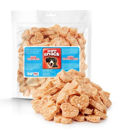 HAPPET Weiche Leckereien für Hunde - Herzen mit Huhn und Reis 500 g - natürliche Trainingsleckereien, gesunde fettarme Beißspieße für Hunde aller Rassen HAPPET Weiche Leckereien für Hunde - Herzen mit Huhn und Reis 500 g - natürliche Trainingsleckereien, gesunde fettarme Beißspieße für Hunde aller Rassen von Happet