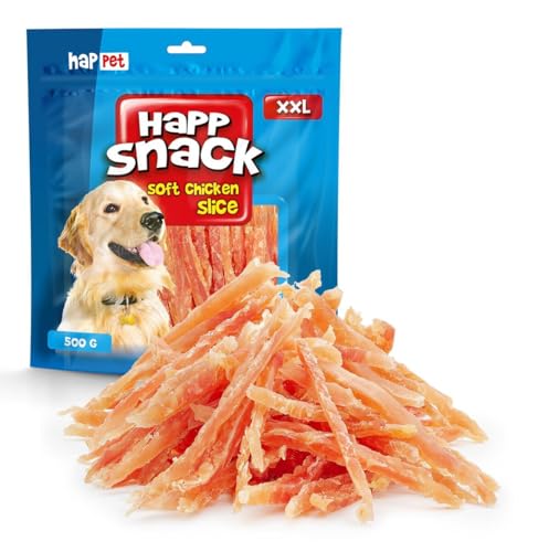 Hähnchen-Beißchen für Hunde 500g - Natürliche Leckereien für Hunde - Getrocknetes Hähnchenbrustfleisch - Hundesnaß - Fettarm. Happet (500g, Fleisch Huhn Streifen Weich) von Happet