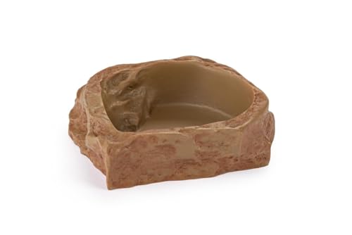 Happet Terrariumschale 9x8x3cm - kleine Schale für Eidechsen, Schildkröten, Amphibien und Schnecken, Wasser- und Futtermittel, Steinoptik von Happet