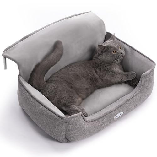Happi N Pets Groß Katzenbett für Heizungen, Kuschelige Katzenheizungsliege, Verstellbarer Haken für Verschiedene Heizungen, Katzenhängematte für Heizungen, Grau von Happi N Pets