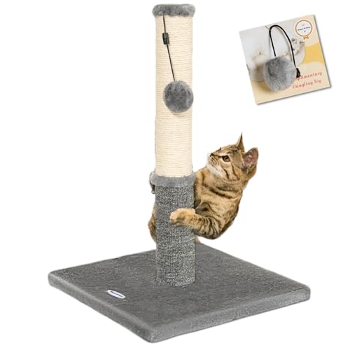 Happi N Pets Katzenkratzbaum, Katzenkratzbaum für Kätzchen oder mittelgroße Katzen, Sisal-Kratzbaum & Teppichpfosten in einem, Stabiler Kätzchenkratzbaum mit austauschbarem Spielzeug, extra von Happi N Pets