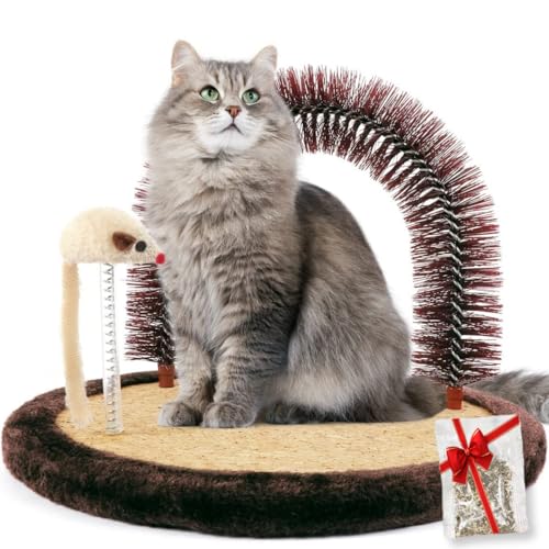 Happi N Pets Kratzpfosten, Große Selbstpflegegerät, Katzen-Selbstmassagegerät, Katzenhaarbürste für die Pflege mit robuster Katzenkratzpad und Katzenminze, interaktive Maus-Spielzeug für Kätzchen Happi N Pets Kratzpfosten, Große Selbstpflegegerät, Katzen-Selbstmassagegerät, Katzenhaarbürste für die Pflege mit robuster Katzenkratzpad und Katzenminze, interaktive Maus-Spielzeug für Kätzchen von Happi N Pets
