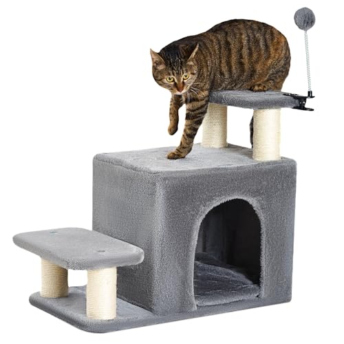 Haustiertreppe für Katzen, Teppichtreppe für Hauskatzen, Grau von Happi N Pets