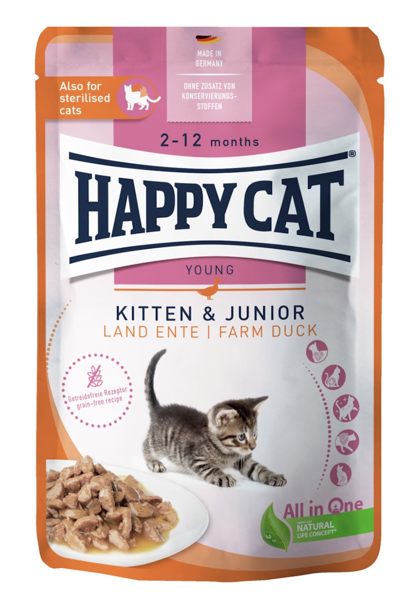 HAPPY CAT Meat in Sauce Kitten & Junior 85 Gramm Katzennassfutter von Happy Cat