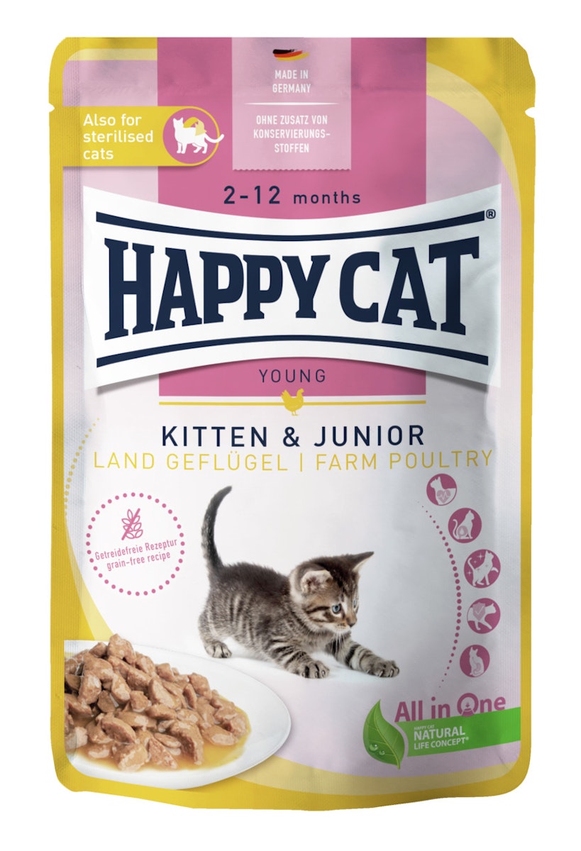 HAPPY CAT Meat in Sauce Kitten & Junior 85 Gramm Katzennassfutter von Happy Cat