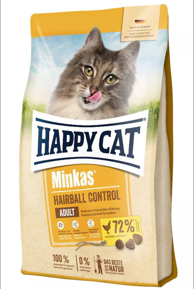HAPPY CAT Minkas Hairball Control Geflügel Katzentrockenfutter 10 Kilogramm