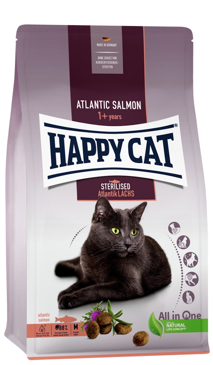 HAPPY CAT Supreme Sterilised Adult Atlantik-Lachs Katzentrockenfutter 4 Kilogramm