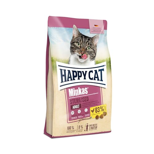 Happy Cat 70409 – Happy Cat Minkas Sterilised Geflügel – Trockenfutter mit Yucca für kastrierte Katzen – 10 kg Inhalt von Happy Cat