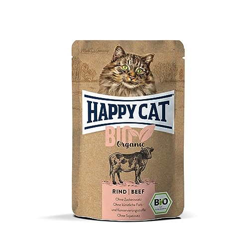 Happy Cat 70485 - All Meat Adult Bio Pouch Rind - Katzen-Nassfutter für ausgewachsene Katzen und Kater - 85g Inhalt von Happy Cat