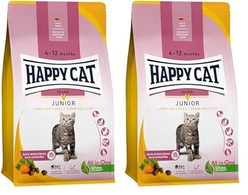 Happy Cat 70538 - Young Junior Land Geflügel - Katzen-Trockenfutter für Jung-Katzen ab dem 4. Monat - 300 g Inhalt (Packung mit 2) von Happy Cat