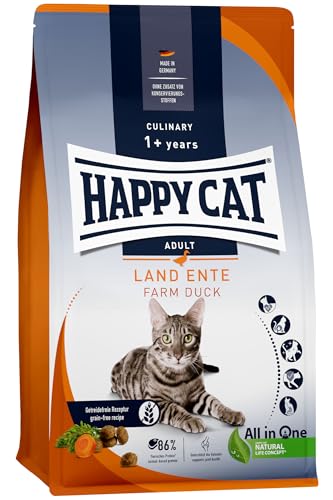 Happy Cat 70565 - Culinary Adult Land Ente - Katzen-Trockenfutter für ausgewachsene Katzen und Kater - 300 g Inhalt von Happy Cat