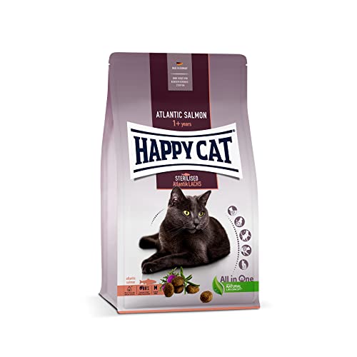 Happy Cat 70578 - Sterilised Adult Atlantik Lachs - Trockenfutter für sterilisierte Katzen und Kater - 300 g Inhalt von Happy Cat