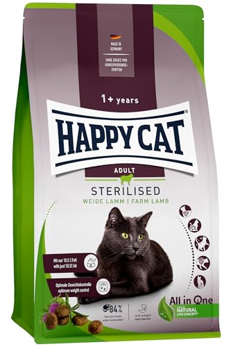 Happy Cat 70585 - Sterilised Adult Weide Lamm - Katzen-Trockenfutter für sterilisierte Katzen und Kater - 4 kg Inhalt von Happy Cat