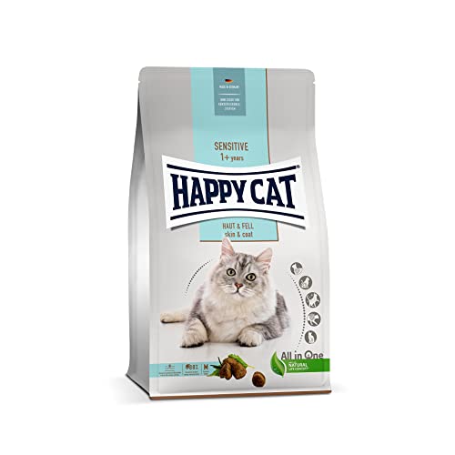 Happy Cat 70599 - Sensitive Haut & Fell - Katzen-Trockenfutter mit Huhn für hautsensible Katzen und Kater - 300 g Inhalt von Happy Cat