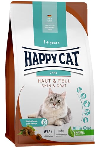 Happy Cat 70599 - Sensitive Haut & Fell - Katzen-Trockenfutter mit Huhn für hautsensible Katzen und Kater - 300 g Inhalt von Happy Cat