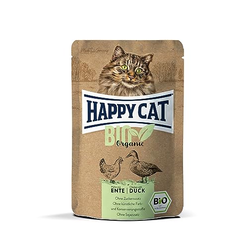 Happy Cat 70488 - All Meat Adult Bio Pouch Ente - Katzen-Nassfutter für ausgewachsene Katzen und Kater - 85g Inhalt von Happy Cat