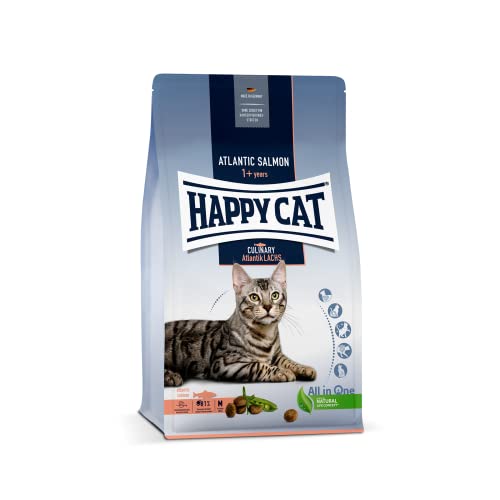 Happy Cat 70553 - Culinary Adult Atlantik Lachs - Katzen-Trockenfutter für ausgewachsene Katzen & Kater - 1,3 kg Inhalt von Happy Cat