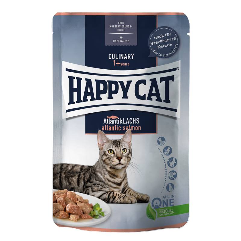 Happy Cat Culinary Meat in Sauce Atlantik Lachs Pouch 24x85g von Happy Cat