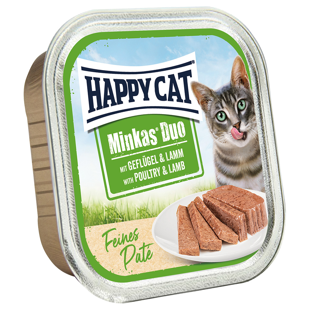 Happy Cat Minkas Duo Häppchen auf Paté Schälchen - Geflügel & Lamm 16 x 100 g von Happy Cat