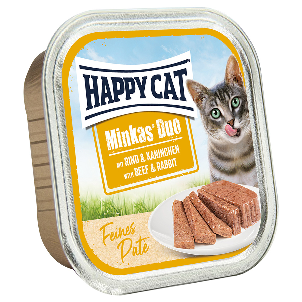 Happy Cat Minkas Duo Häppchen auf Paté Schälchen - Rind & Kaninchen 16 x 100 g von Happy Cat