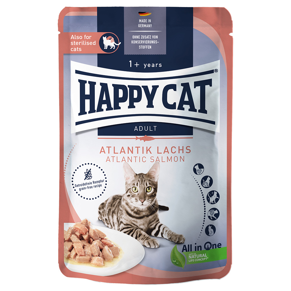 Happy Cat Pouch Meat in Sauce 12 x 85 g  - Atlantik-Lachs von Happy Cat